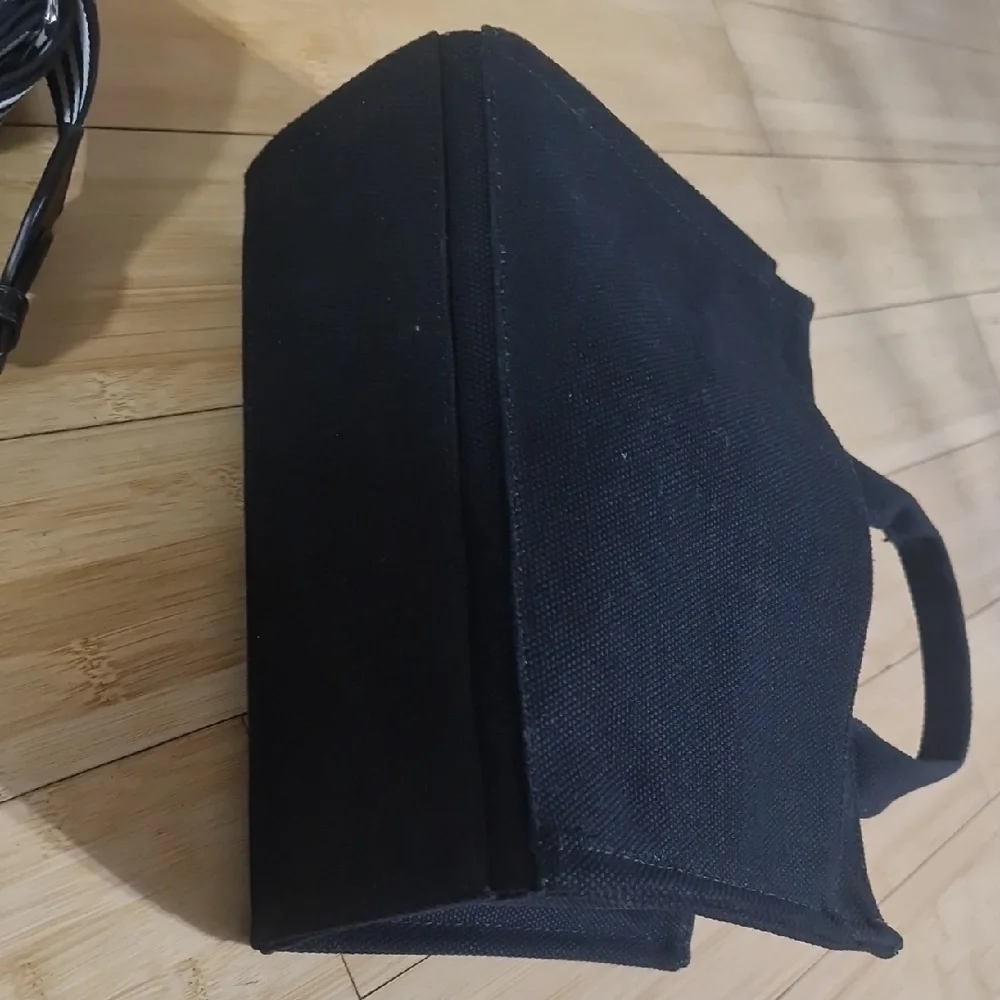 DKNY Black Canvas Tote with Striped Strap (Used Once ,too Small) - Picture 5 of 6